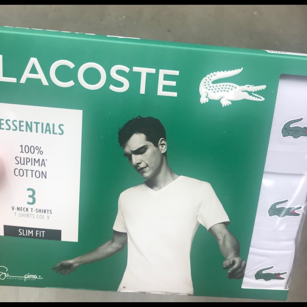 Lacoste Men's 3-Pack Ess Cotton V-Neck T-Shirt